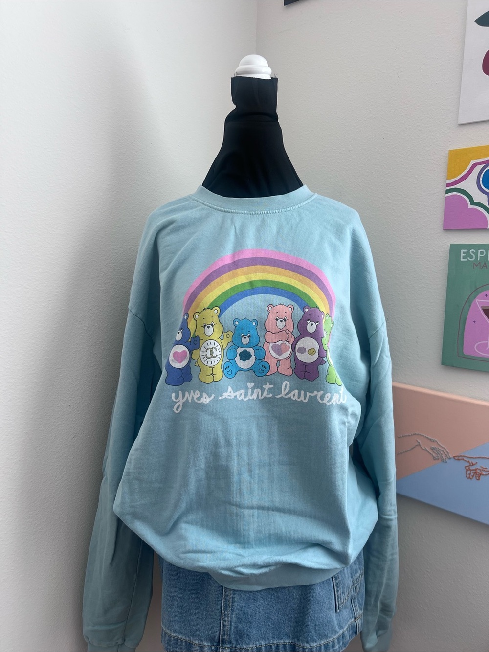 Mega Yacht Care Bears Rainbow Graphic Crewneck Sweatshirt